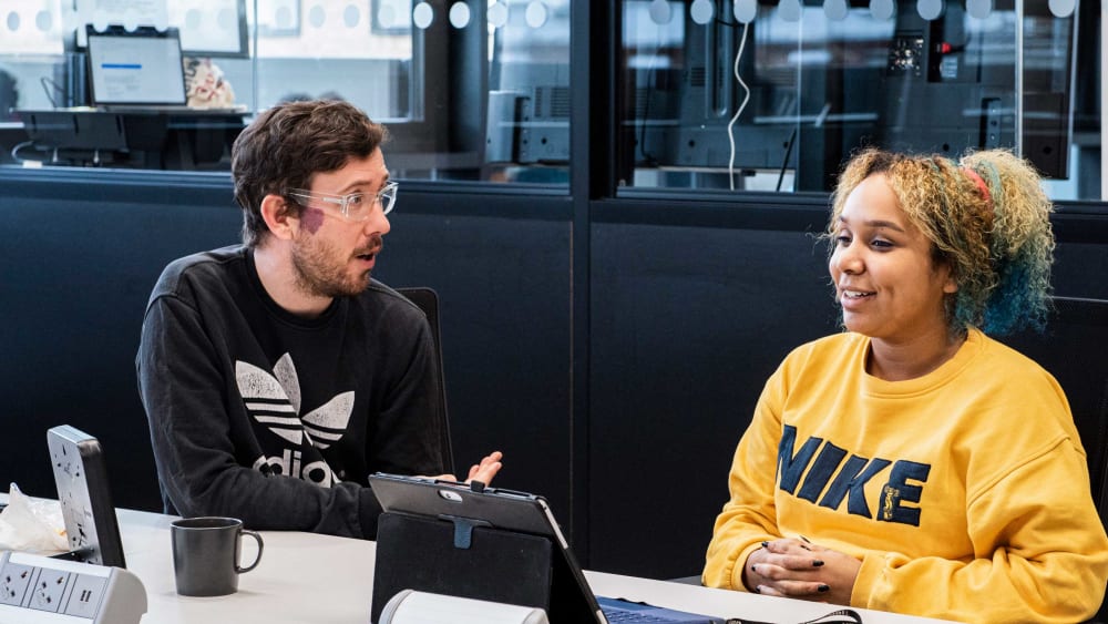 Students having a discussion
