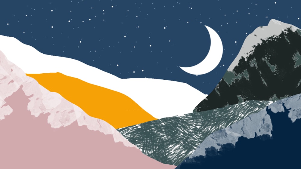 Illustrated mountain landscape