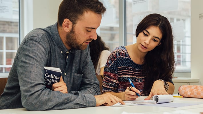Students studying English