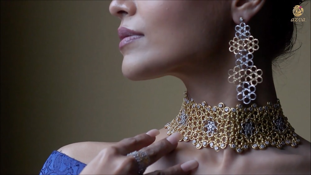 Model wearing Azva jewellery