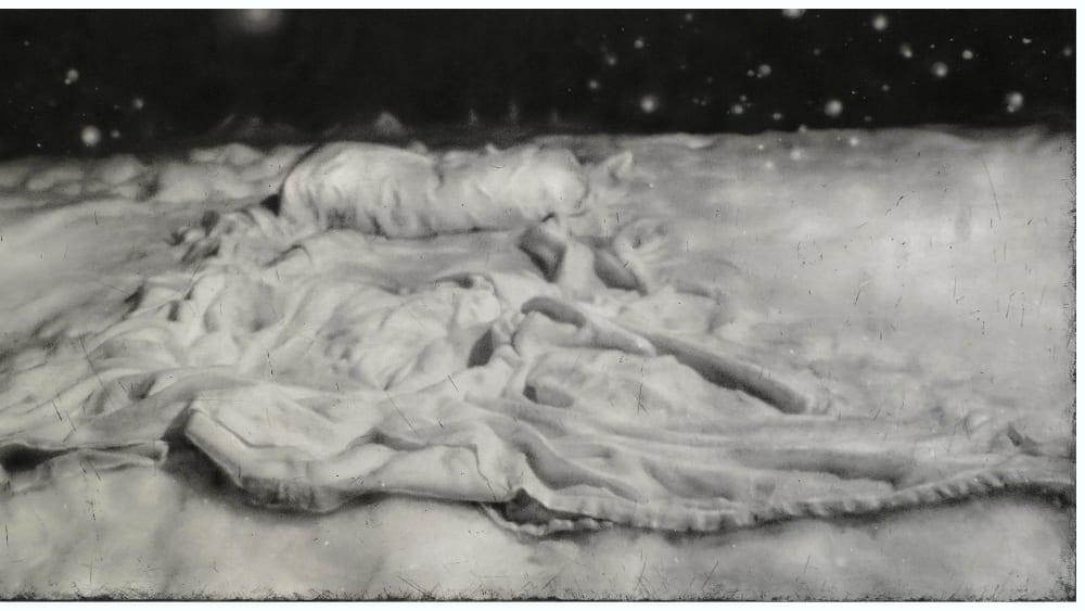 textures of snow in black and white