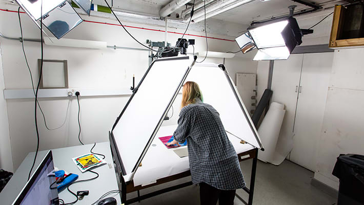 Woman using a light box