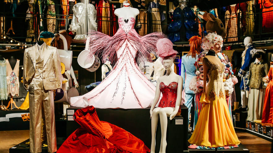 Display of costumes at a degree show