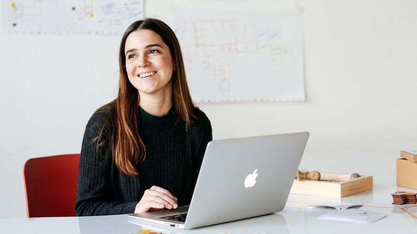 Student working on her laptop