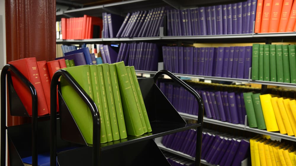 Colourful books on a shelf
