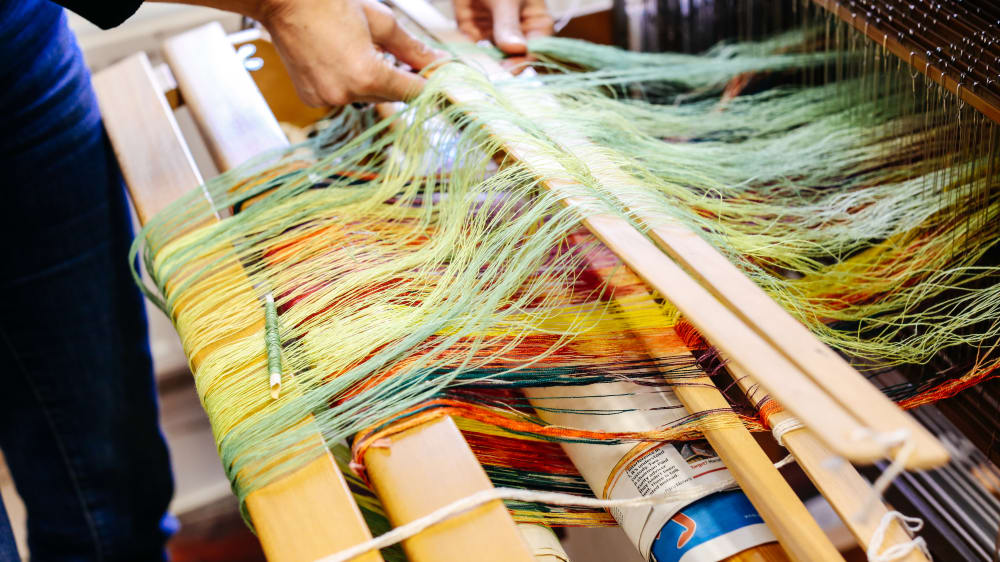Yarn on a sewing machine, Rebecca Chivers, Technician at Chelsea College of Arts