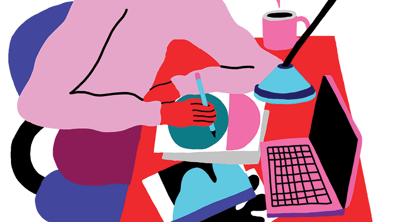 Illustration of student working