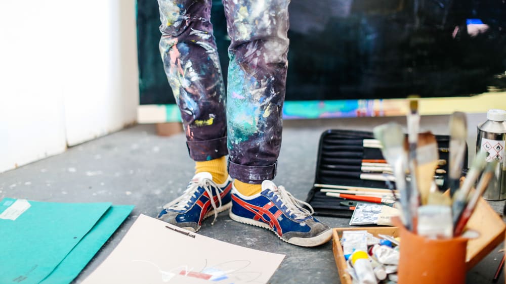 Art student in his studio, Benjamin Edmunds, BA Fine Art