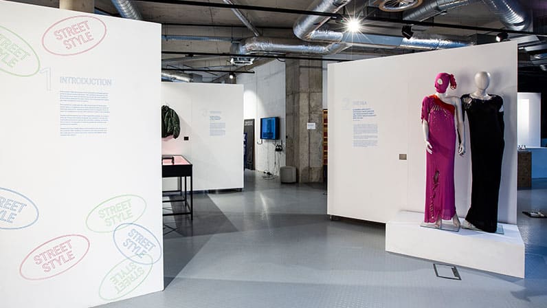 Fashion exhibition with mannequins