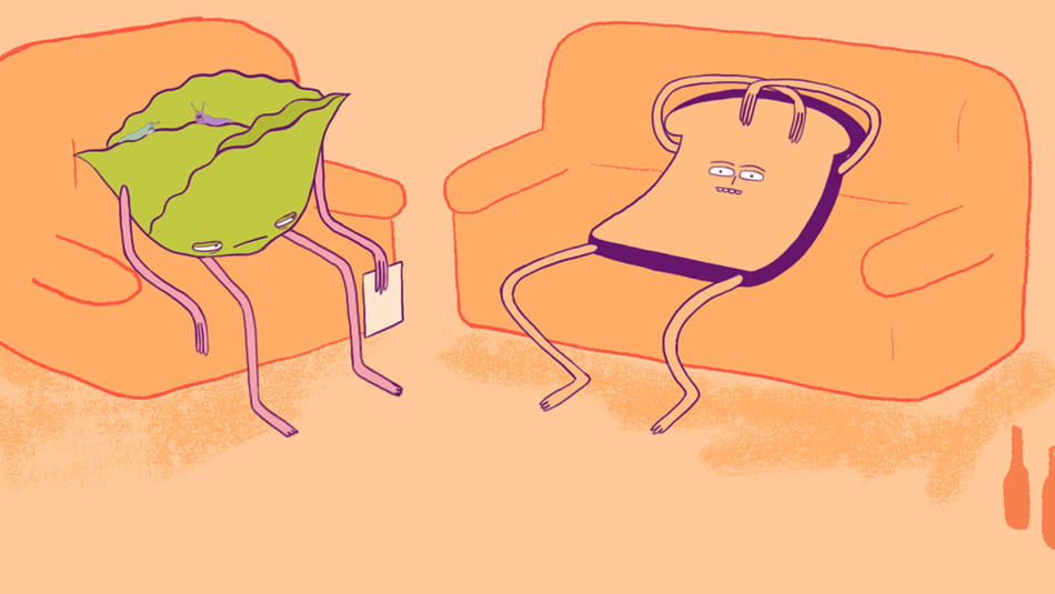 An animated character with blonde hair blowing in the wind 