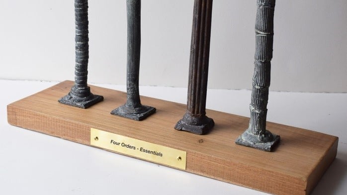 paul coldwell sculpture of four columns, with title four orders - essentials
