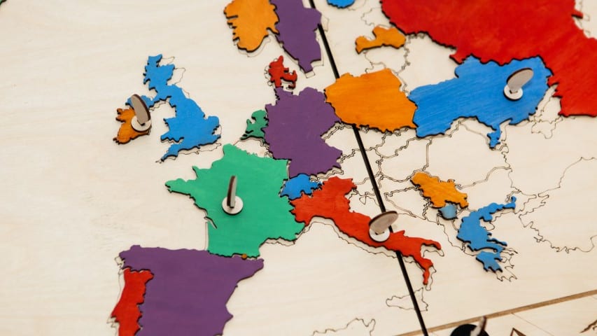 Map of Europe in different colours