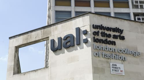 Exterior shot of the London College of Fashion building on John Princes Street in London