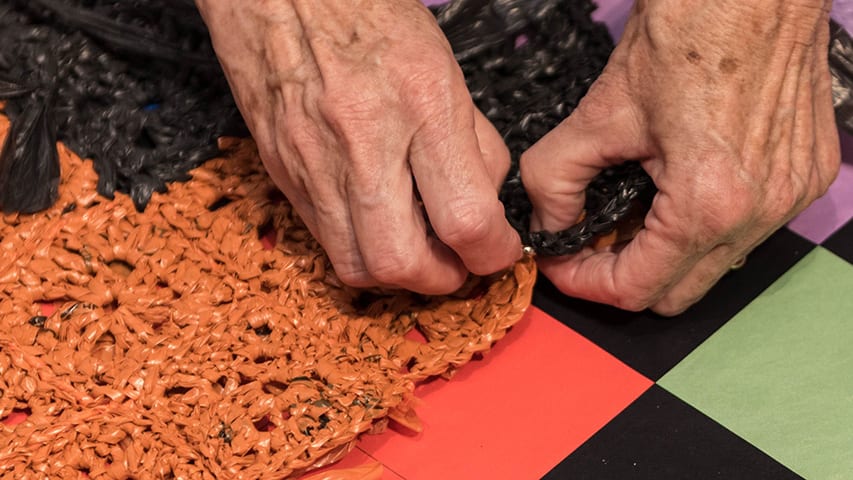 Artist working with textiles
