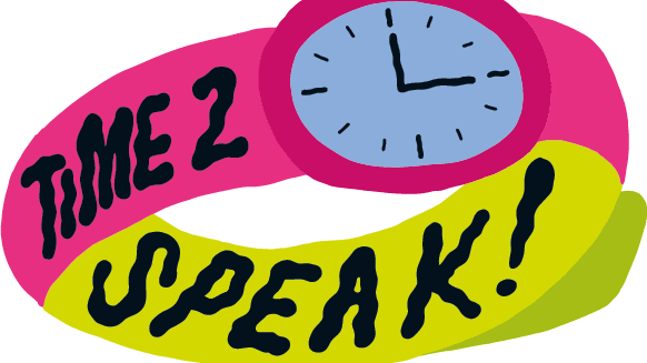 Illustration of a watch saying ' Time to Talk'.