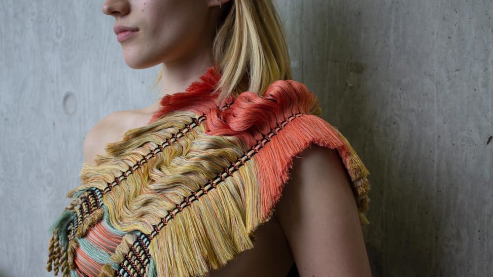 Fabric construction laid over female body