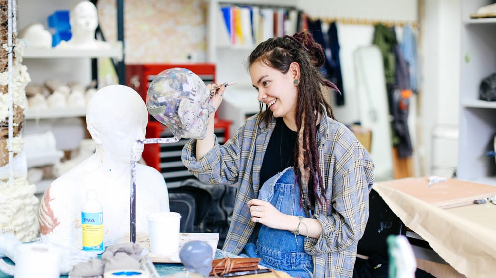 Student sculpting in LCF studio