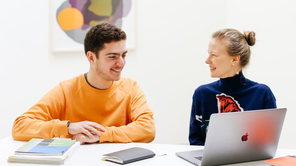 Students having a discussion