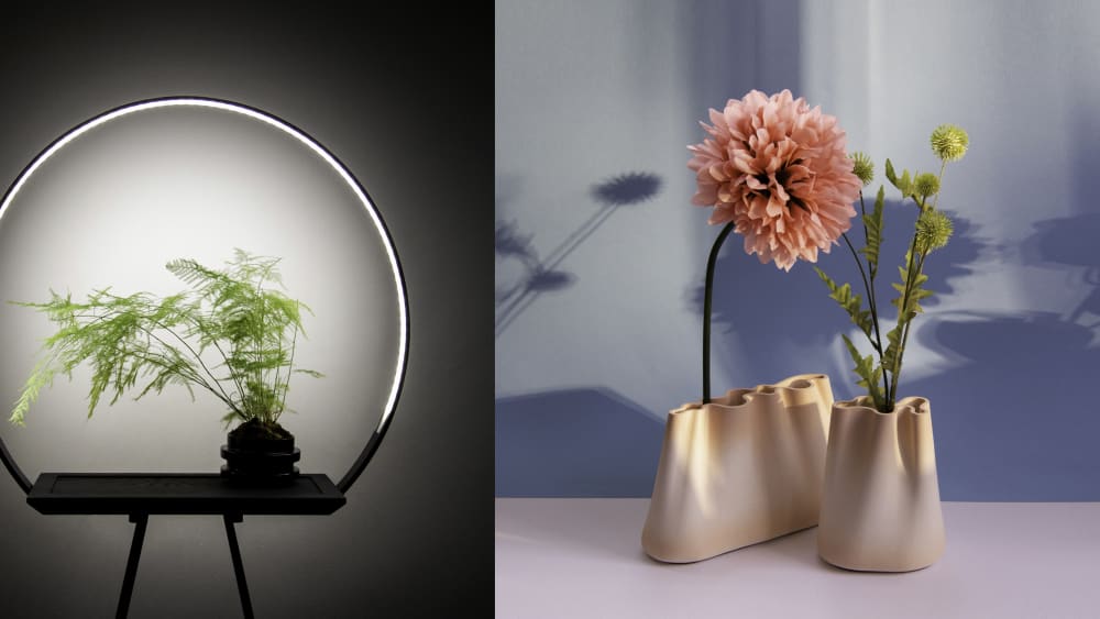 wavey vase and light desk