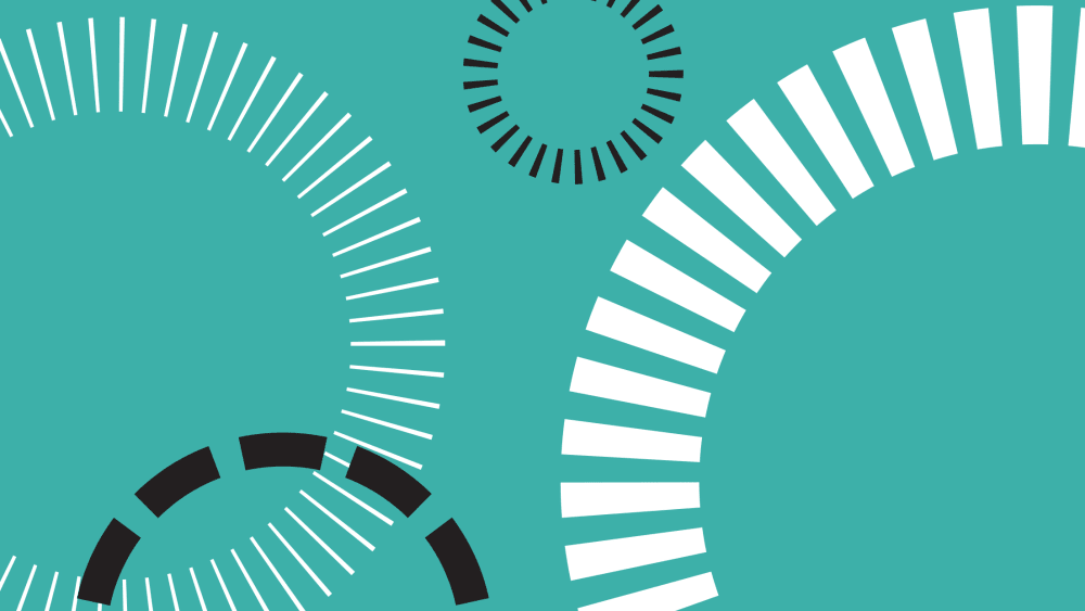 Decorative image of turquoise background with 4 dashed circles