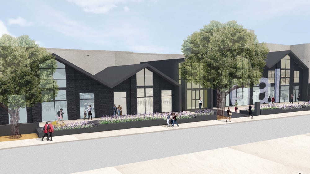 Architects Levitt Bernstein computer render of front elevation of buildings for the Wimbledon site development.