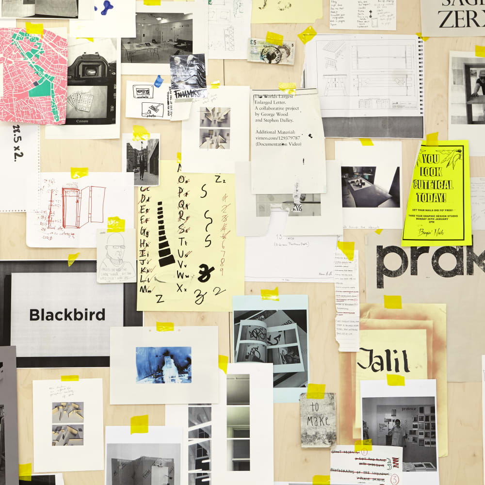 BA Graphic Design work in the summer show that includes typography, illustration, maps, sketches, notes, photography and posters.