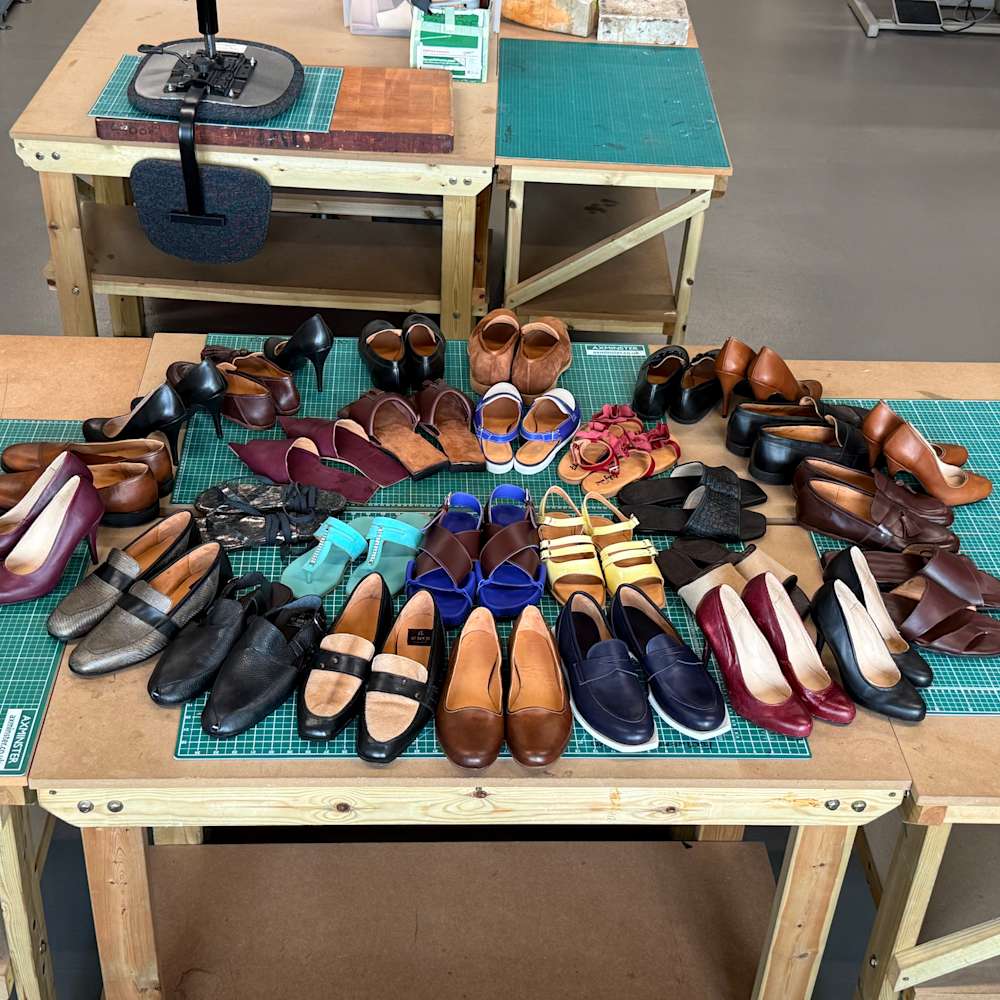 Showcase of shoes made on the Footwear Summer School Short Course