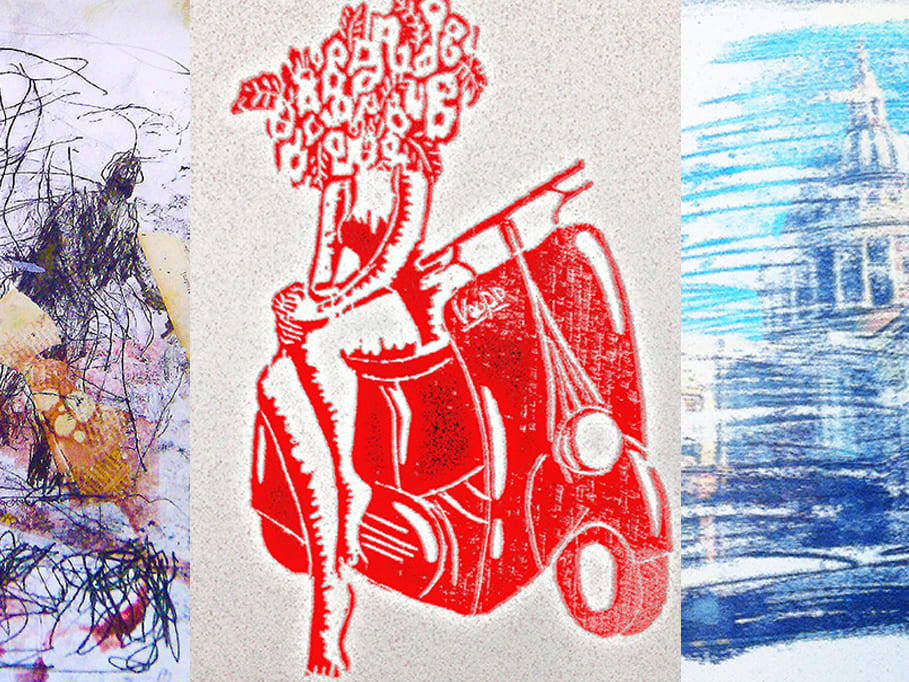 Examples of printmaking in various styles.
