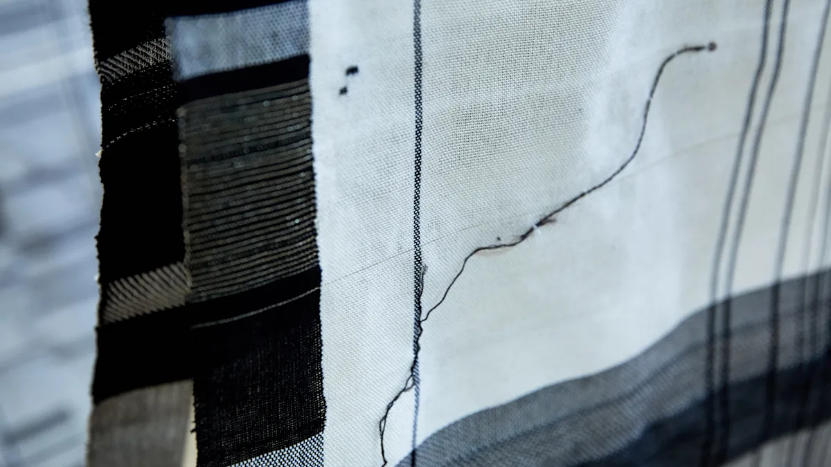 Fabric composed of various shades of blue by Archontoula Tsatsoulaki - MA Textile Design.