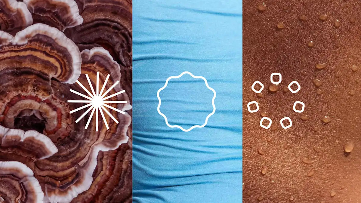 Three textured panels in brown and blue