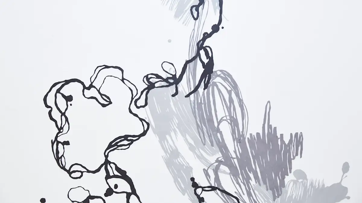 Abstract black and grey drawing by Meg Shipton - BA Fine Art Drawing.
