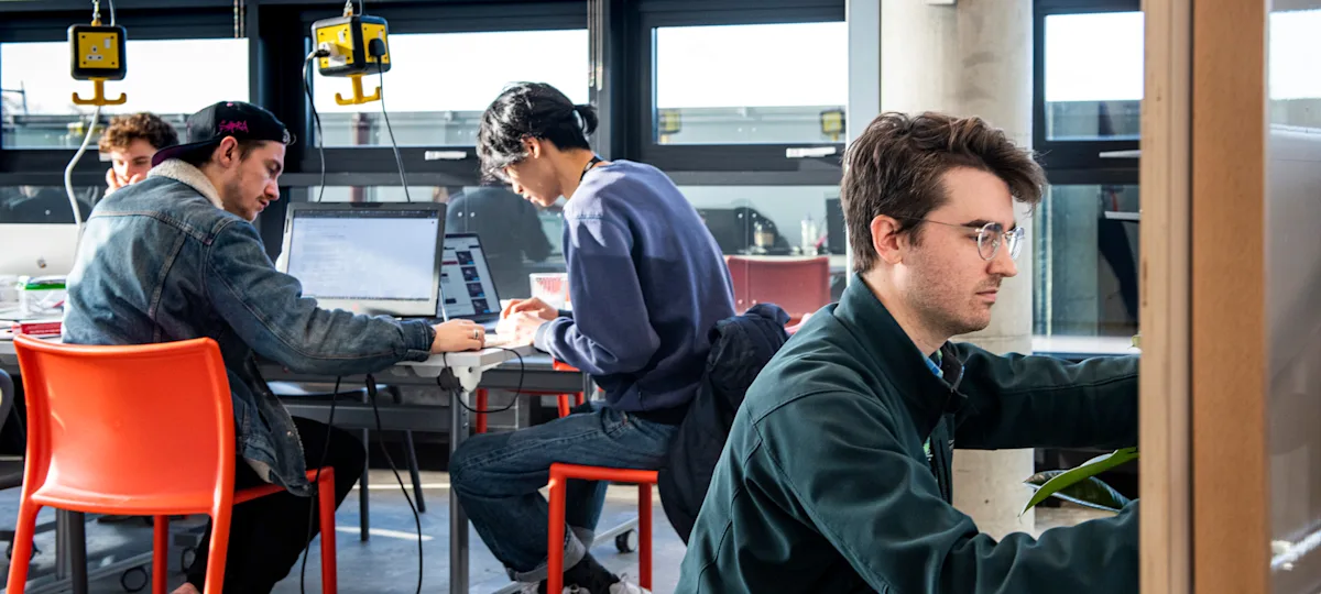 Students working in the teaching spaces at UAL Creative Computing Institute