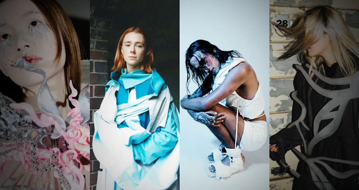 4 pieces of student work featuring female models.