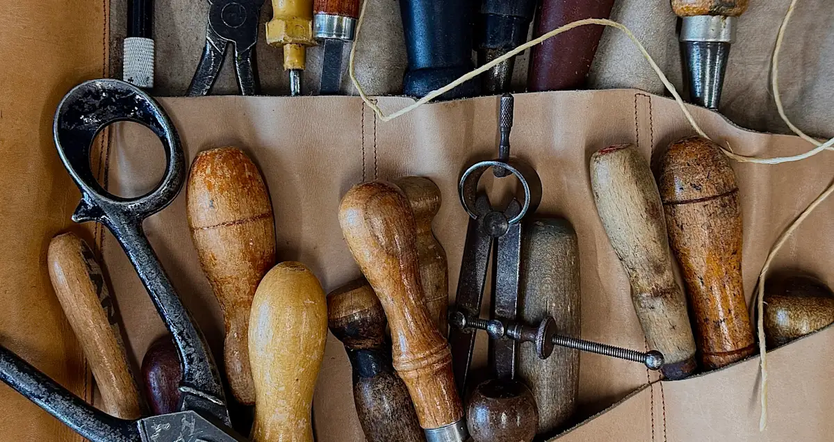 Picture of tools in the Footwear and Accessories workshop at East Bank, London College of Fashion