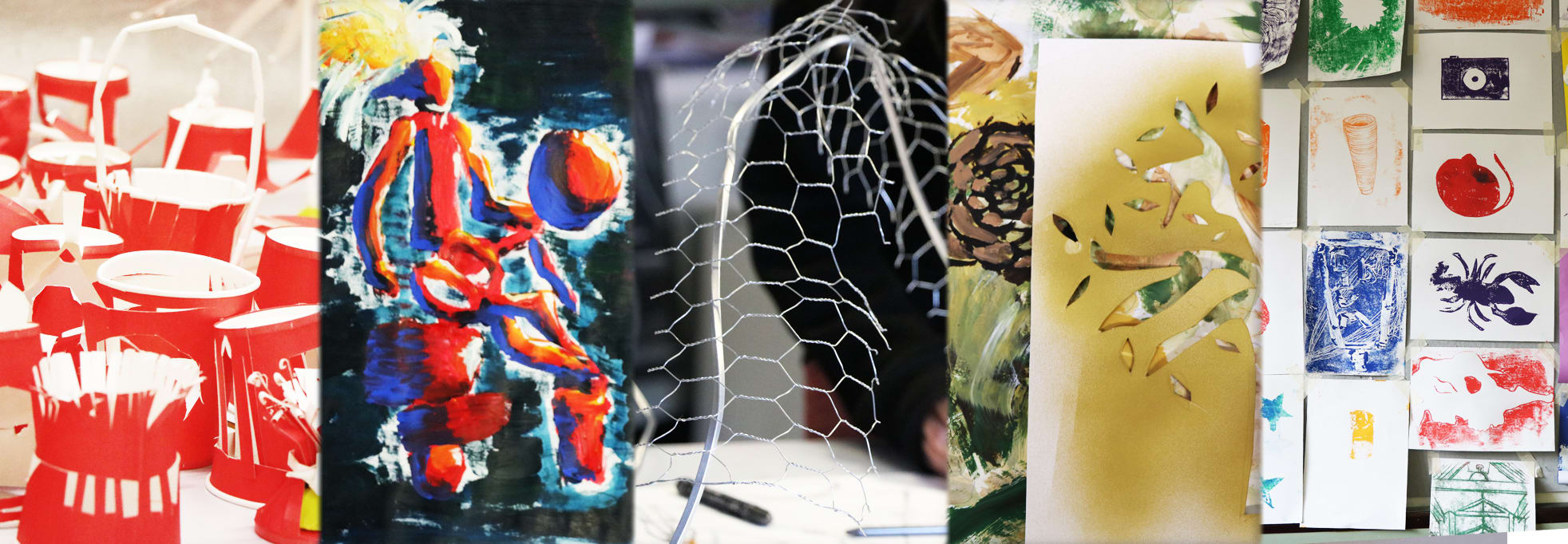 Examples of art work made by teenagers.
