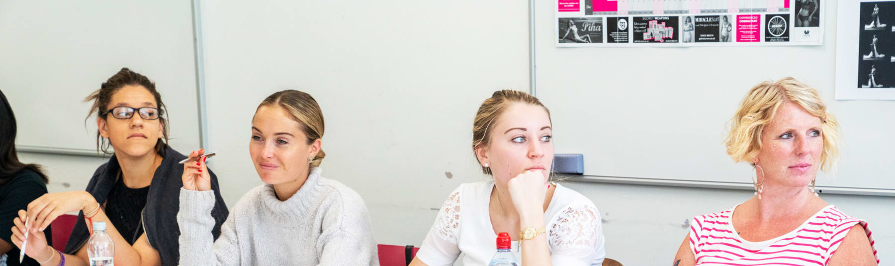 Fashion production students in classroom