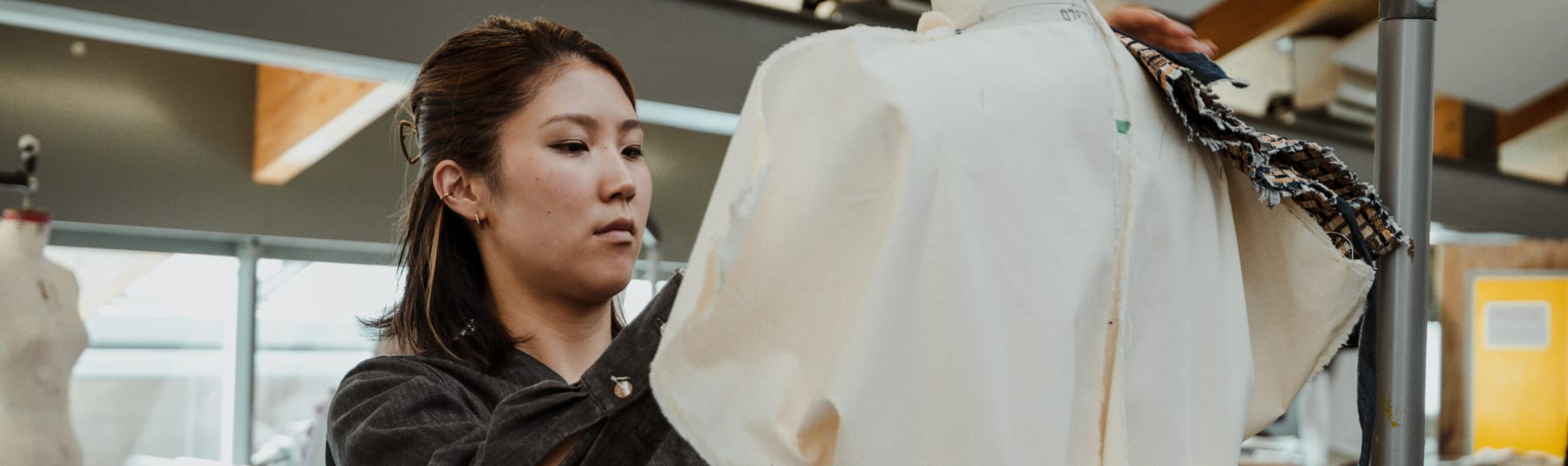 Student with a mannequin