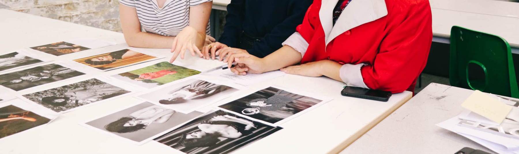 Students sat down with fashion photos