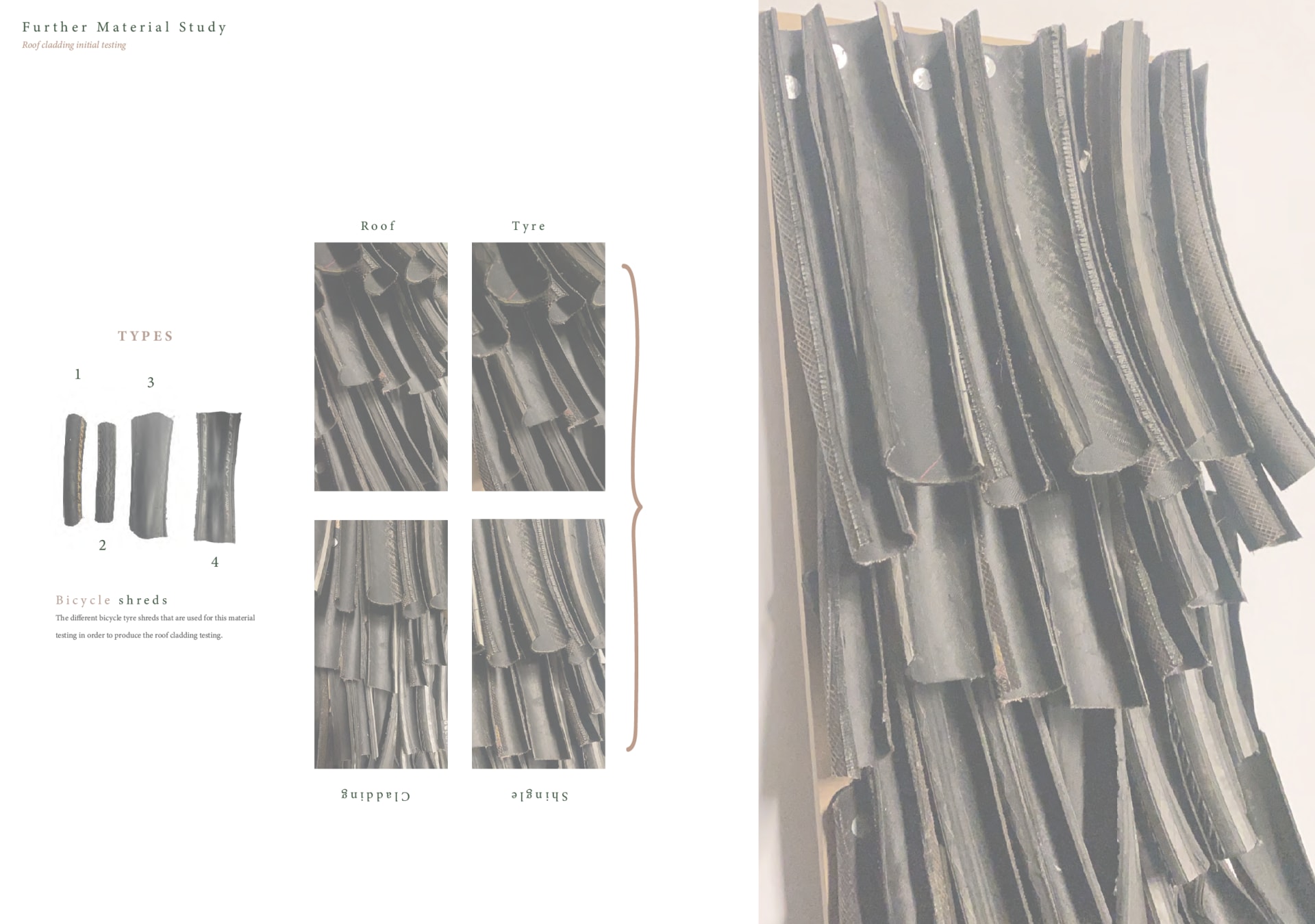 Use bicycle tyre shingles applied to design proposal 