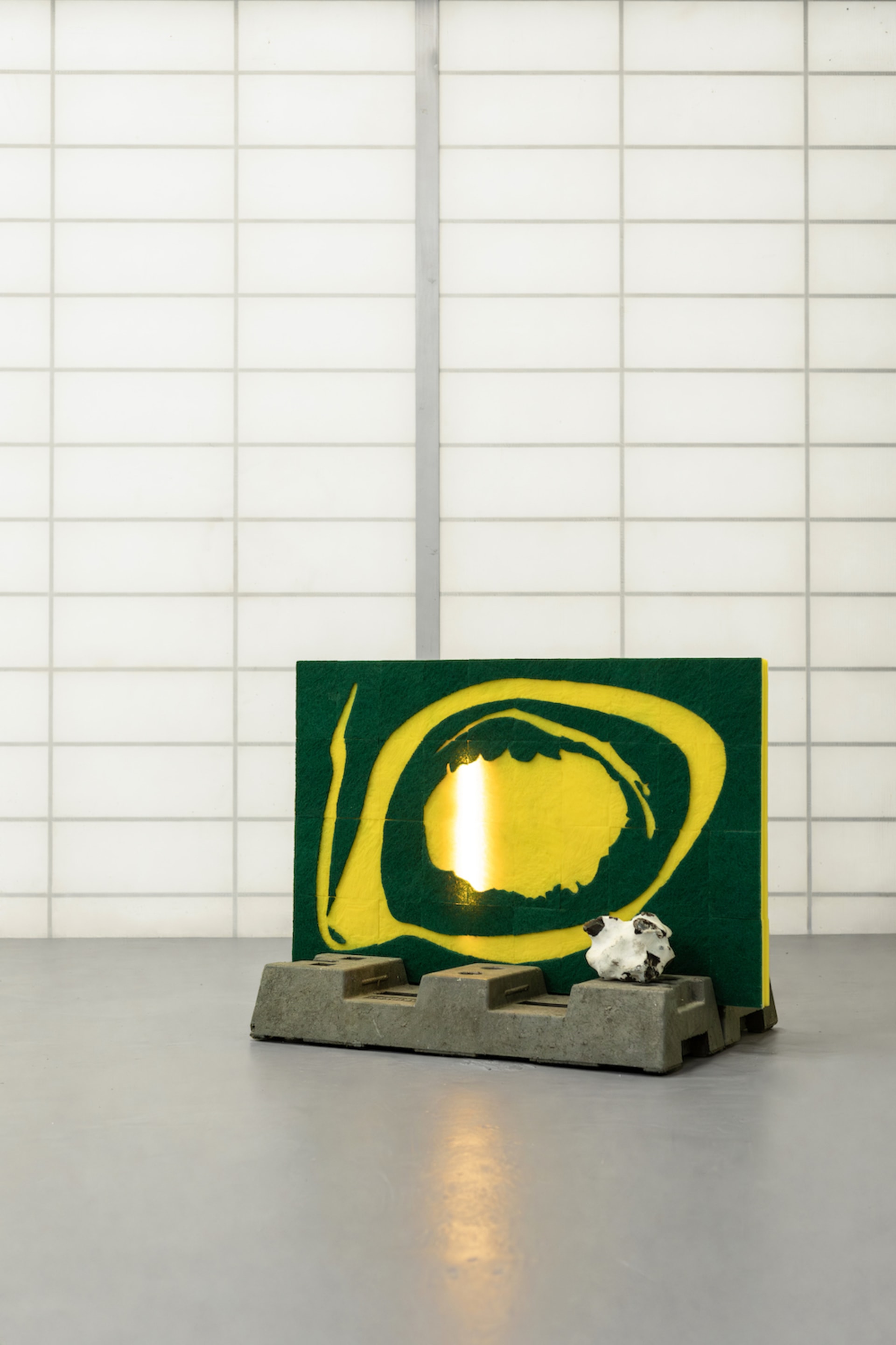 An installation of 40 sponge scourers, engraved with a horse-eye pattern.