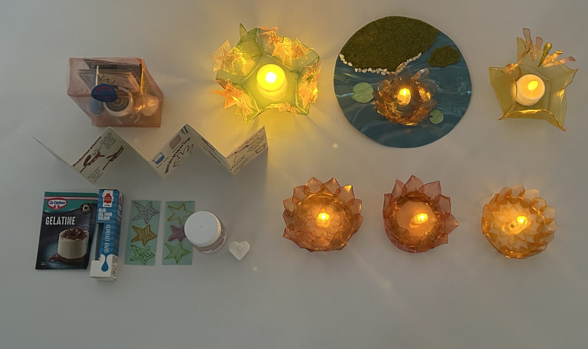 In the picture, I used the electric light to provide the light source for the river lamp.