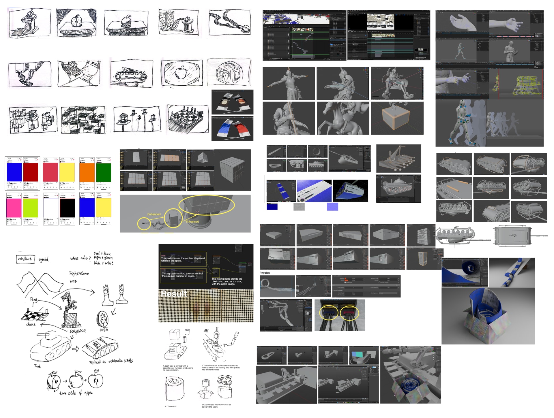 Modelling process and sketches of the project