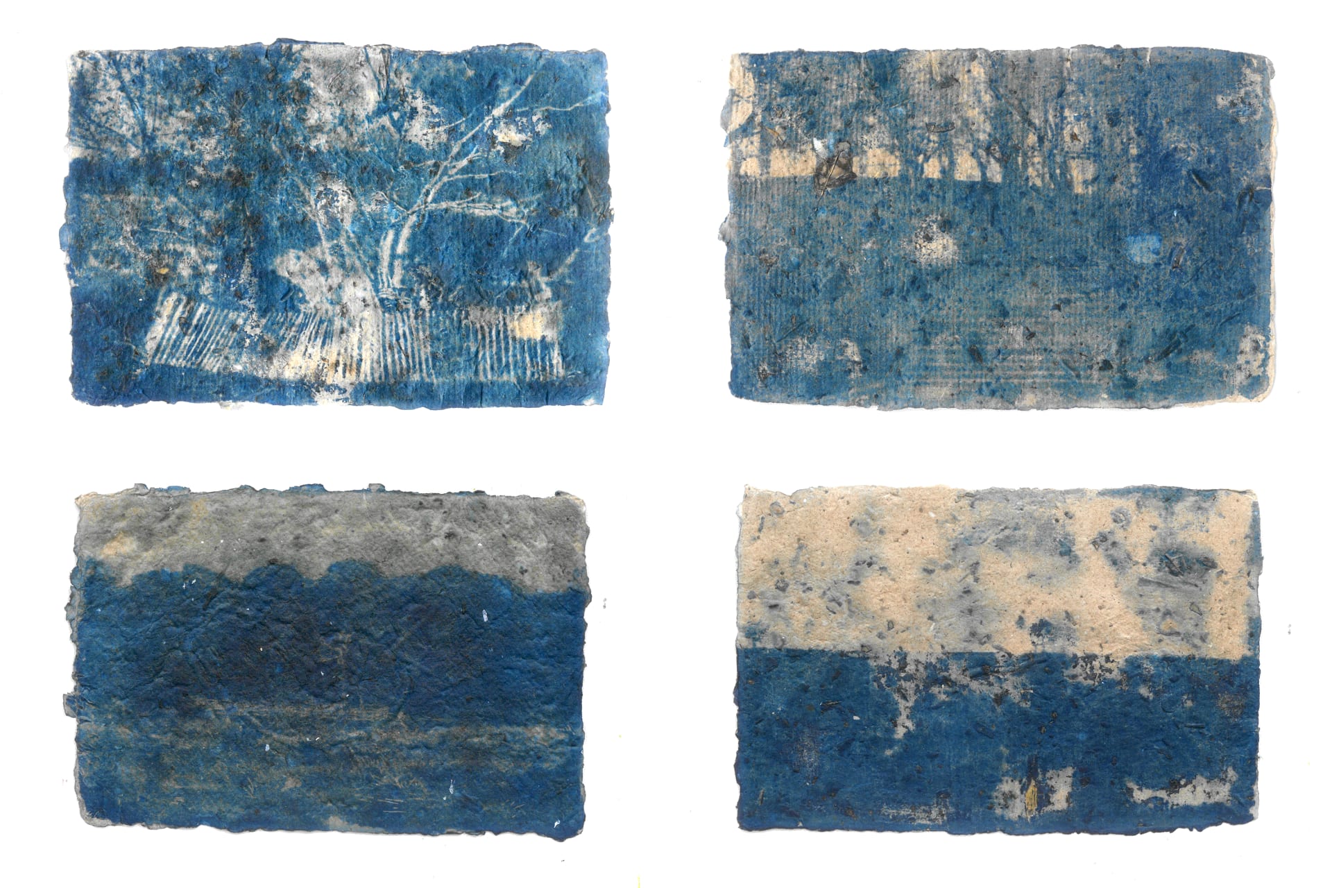 Material: cyanotype, handmade paper(plant, wasted box and paper) Size: A6