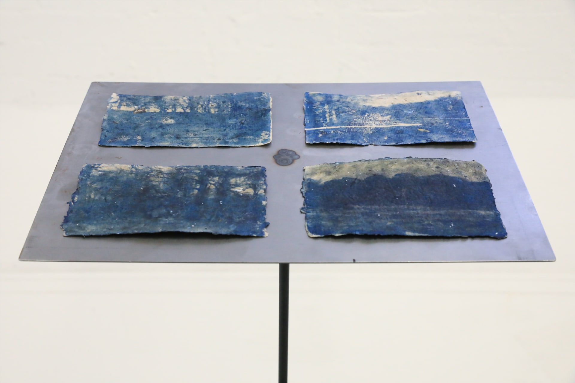 Material: cyanotype, handmade paper(plant, wasted box and paper) Size: A6