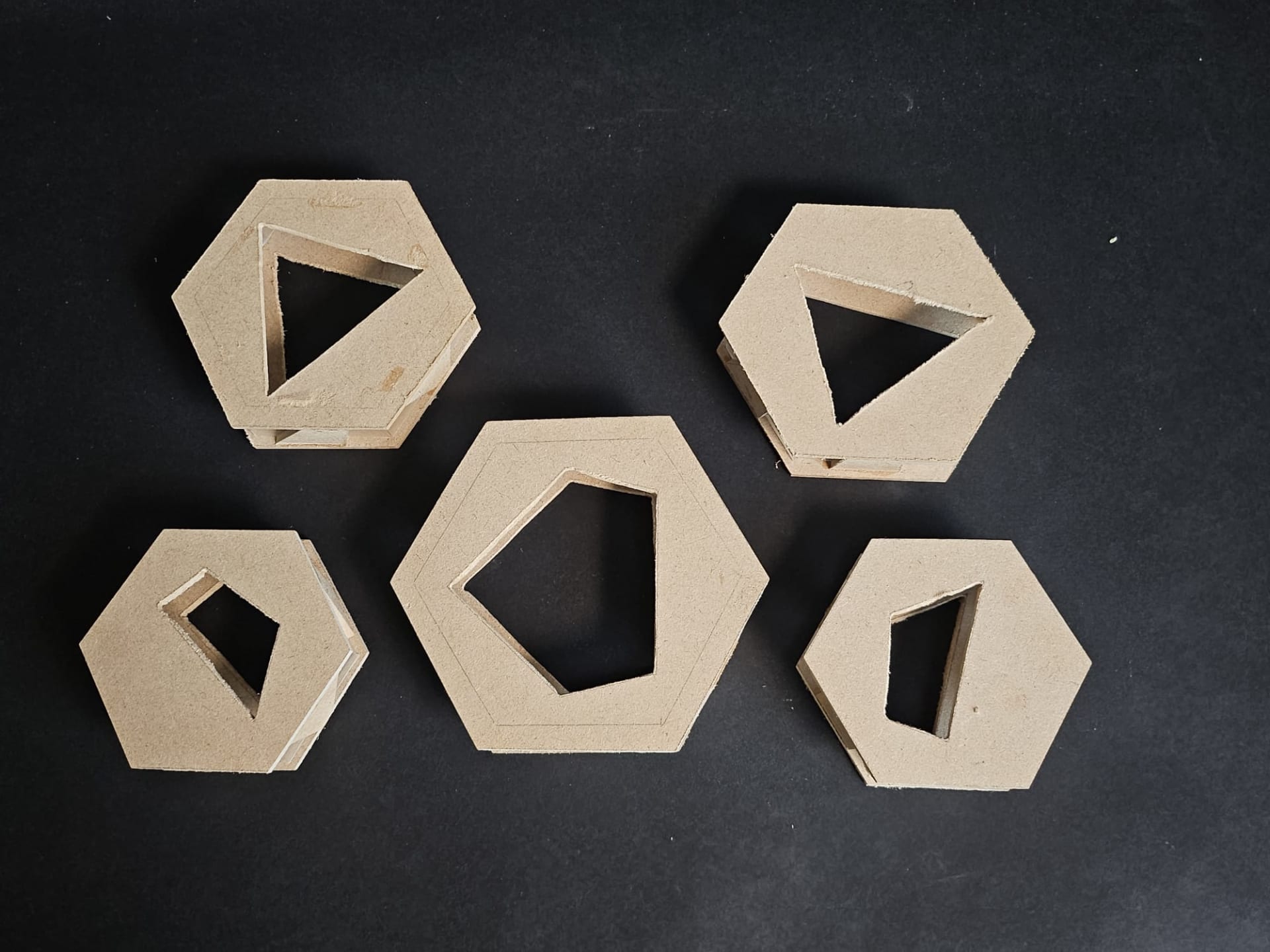 Each piece of the structure laid out 