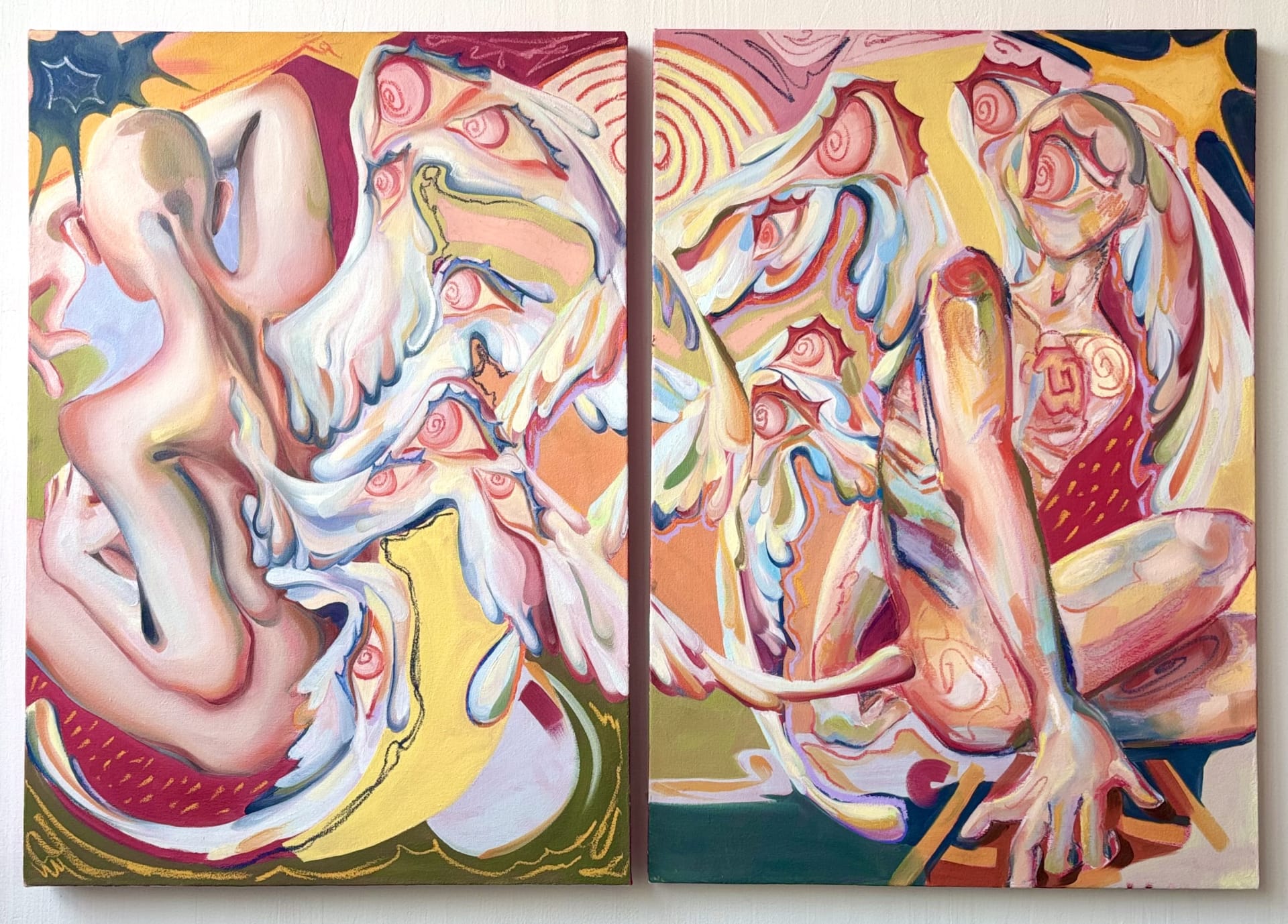 Diptych of a pure and fallen angel in a space that does not exist.