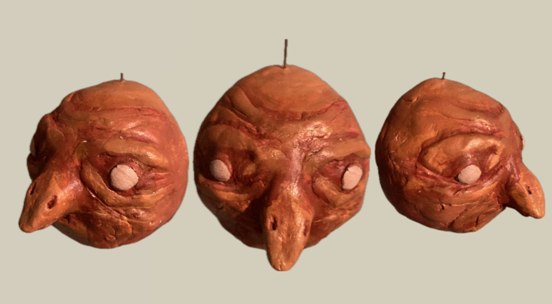 puppet of the sun imagined as a bird photographed from different angles 
