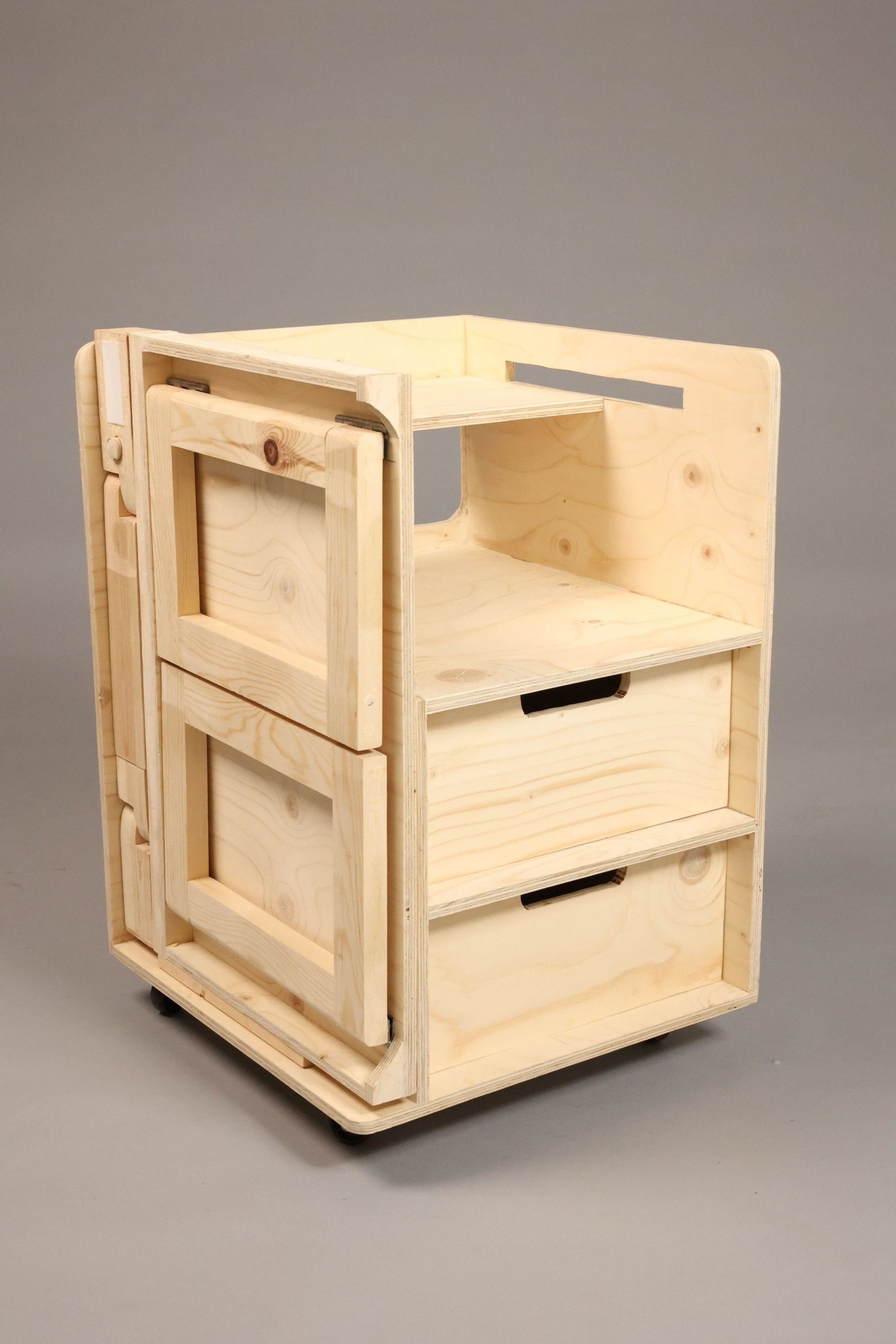 A bedside table combining with a foldable on bed table