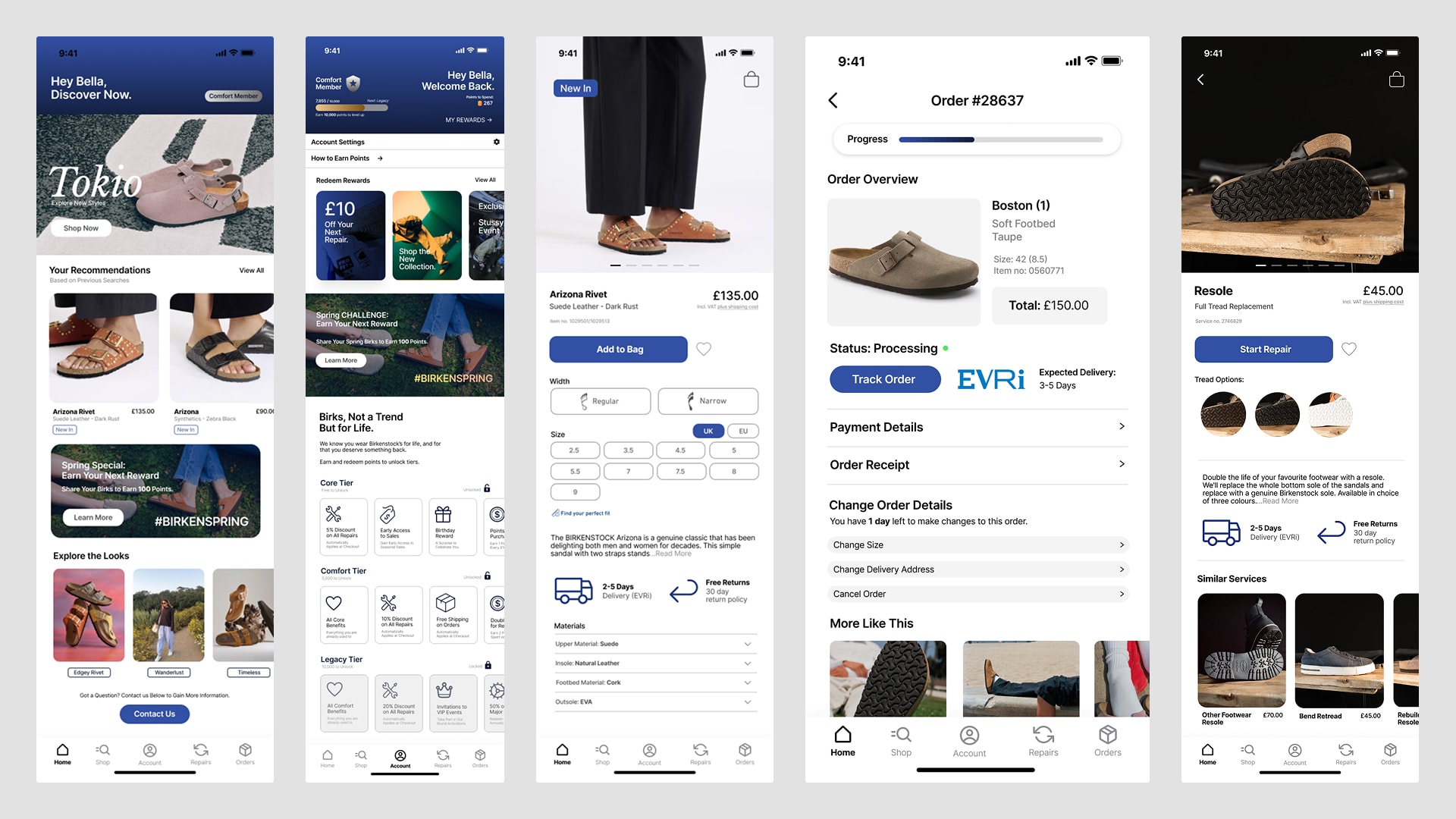 Flat Lay Images of Birkenstock App Screens