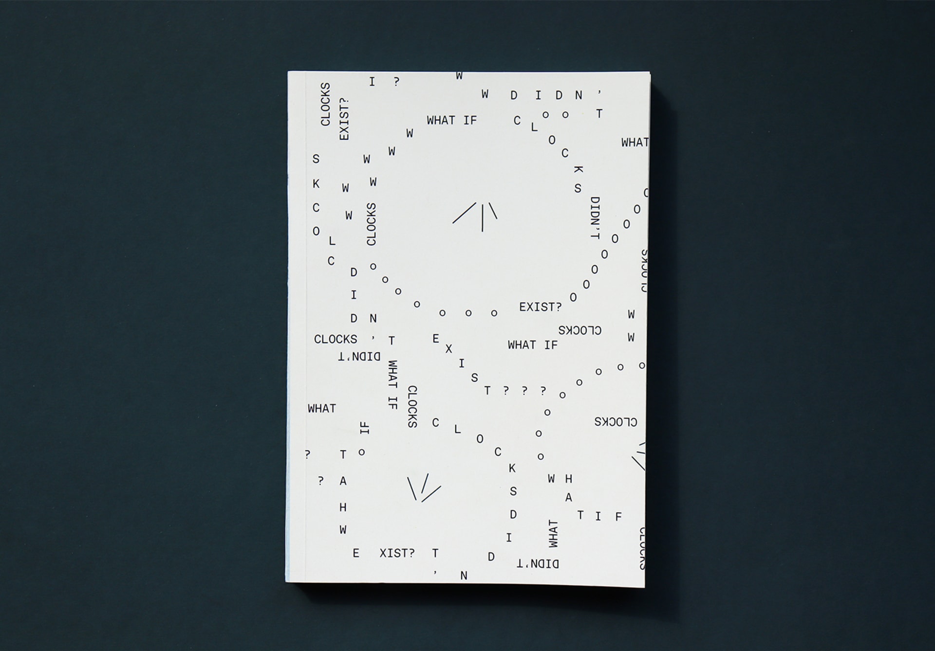 A B5 book design with white background decorated with typographic texts